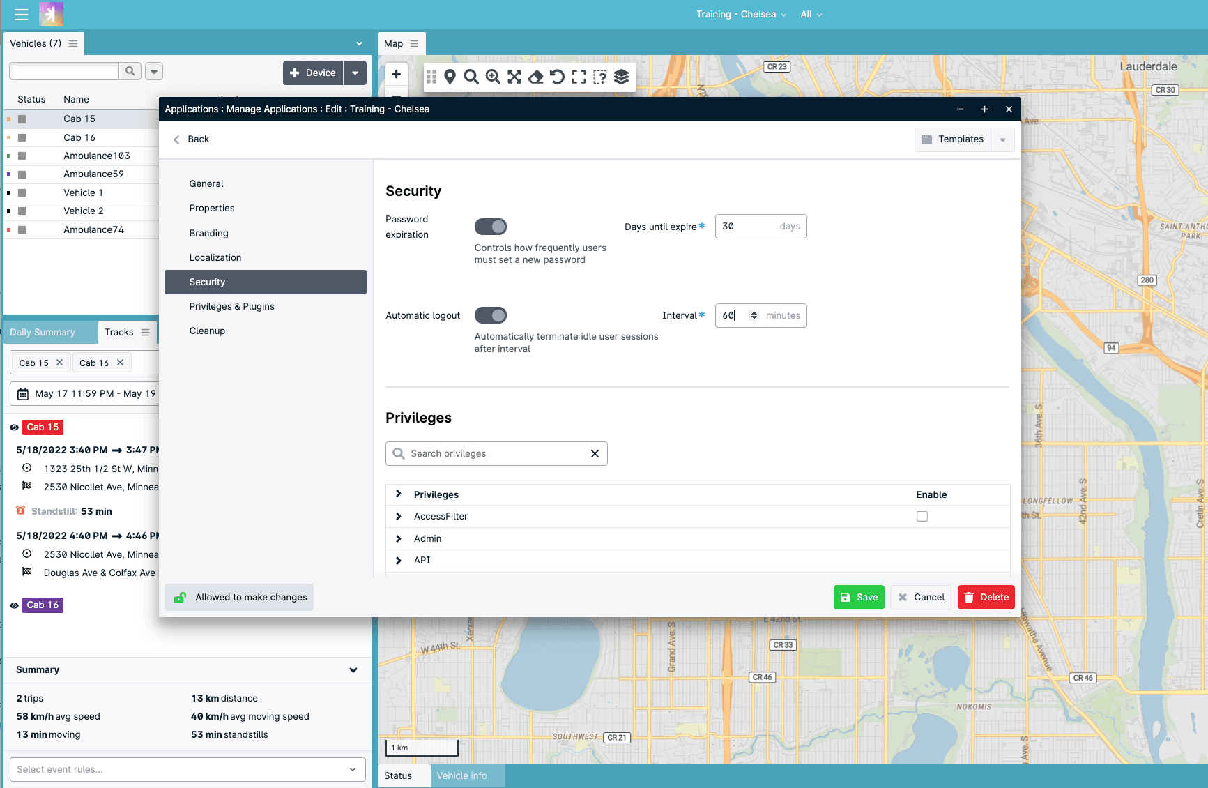 Quickly change Server Administration security and privacy settings in-app.